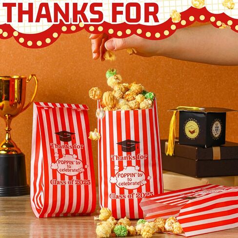 120 PCS Class of 2025 شكرًا على ظهورها للاحتفال بأكياس التخرج من الفشار ، تفضل Popcorn Treat Snack Goodie Paper Bags 1 Oz Pop Corn in Saudi Arabia
