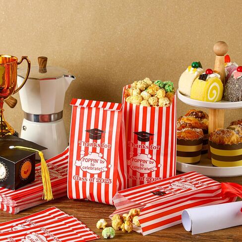 120 PCS Class of 2025 شكرًا على ظهورها للاحتفال بأكياس التخرج من الفشار ، تفضل Popcorn Treat Snack Goodie Paper Bags 1 Oz Pop Corn in Saudi Arabia