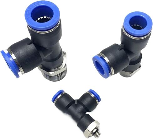 PST (PD) 4 6 8 10 12 mm push in connect x 1/8 "1/4" 3/8 "1/2" npt male push in tee tee 3 way brsss pneumatic Air 1PCS (12mm_1/4 ") in Kuwait