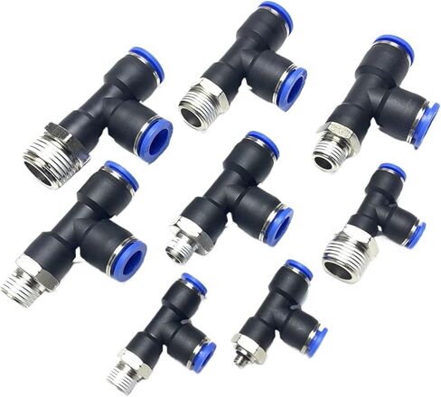 PST (PD) 4 6 8 10 12 mm push in connect x 1/8 "1/4" 3/8 "1/2" npt male push in tee tee 3 way brsss pneumatic Air 1PCS (12mm_1/4 ") in Kuwait