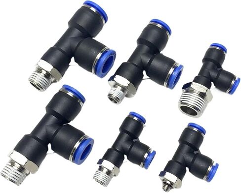 PST (PD) 4 6 8 10 12 mm push in connect x 1/8 "1/4" 3/8 "1/2" npt male push in tee tee 3 way brsss pneumatic Air 1PCS (12mm_1/4 ") in Kuwait