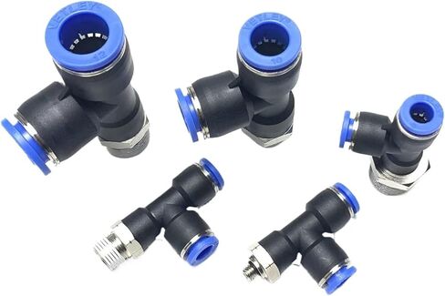 PST (PD) 4 6 8 10 12 mm push in connect x 1/8 "1/4" 3/8 "1/2" npt male push in tee tee 3 way brsss pneumatic Air 1PCS (12mm_1/4 ") in Kuwait