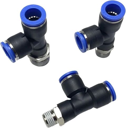 PST (PD) 4 6 8 10 12 mm push in connect x 1/8 "1/4" 3/8 "1/2" npt male push in tee tee 3 way brsss pneumatic Air 1PCS (12mm_1/4 ") in Kuwait