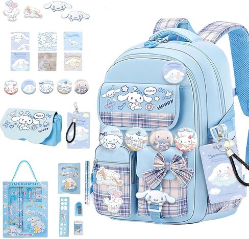 Kawaii Backpack with 18Pcs Accessories Anime Cartoon Anti-Theft Travel Aesthetic New Semester Gifts Bag with Cute Pins in Saudi Arabia