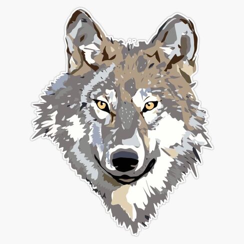 Watercolor Gray Wolf Design White Background Sticker Bumper Sticker Vinyl Decal 5" in Saudi Arabia