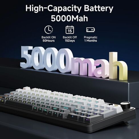 لوحة المفاتيح اللاسلكية Eweadn V102 ، 99 مفاتيح مفاتيح للألعاب غشاء المفاتيح مع شاشة وذكية ، لوحات كمبيوتر بلوتوث/2.4 جيجا هرتز/USB-C ، لوحات مفاتيح RGB اللاسلكية لـ Mac Xbox PC Gamer-Radient Pink in Kuwait