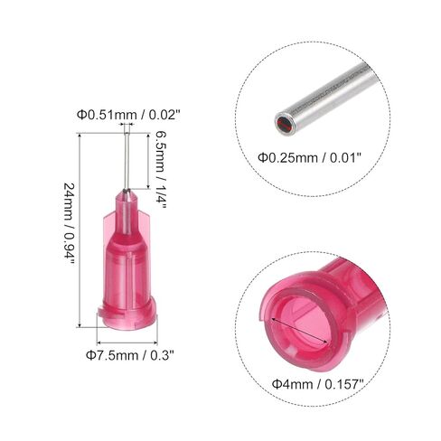 Uxcell Industrial Blunt Tip Needle 25g 1/4 بوصة طول مع موصل واجهة المسمار قفل Luer ، وتوصل الإبرة لدافع الغراء السائل ، 100 قطعة (أحمر) in Kuwait