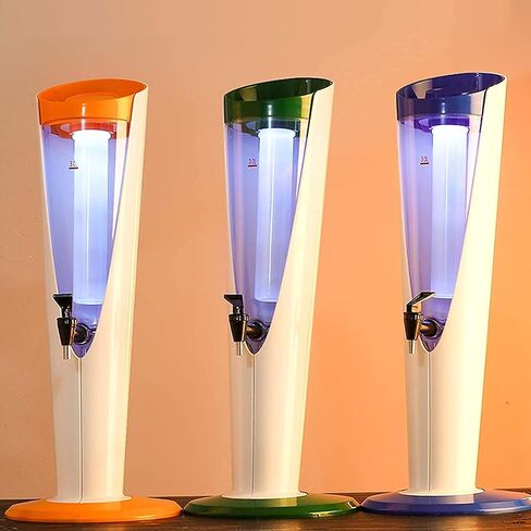 موزع البيرة Dispenser Beer Dispenser ، 3L Dispenser Tower Beverage Tower ، موزع الحفلات ، مع مصابيح ملونة وموزع أنبوب الجليد القابل للفصل Cask Ale (Blue) in Saudi Arabia