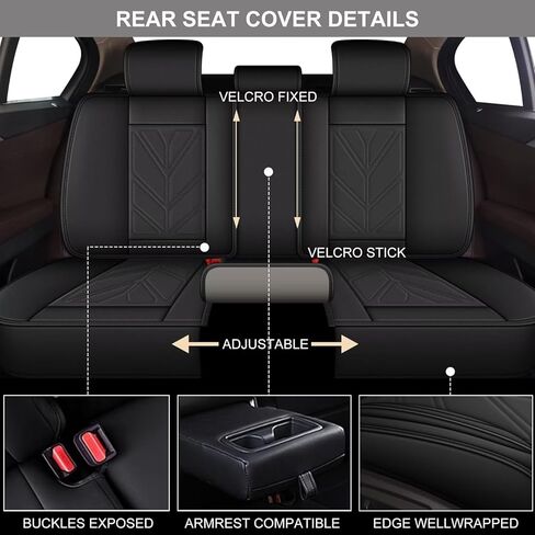 أغطية مقعد السيارة تناسب Mitsubishi Outlander Sport 2011-2023 2024 2025 غطاء مقعد كامل المقعد من الجلد المقاوم للماء ، واقي وسادة السيارات وسادة الهواء المتوافقة (5 مقاعد ، خط أسود) in Saudi Arabia