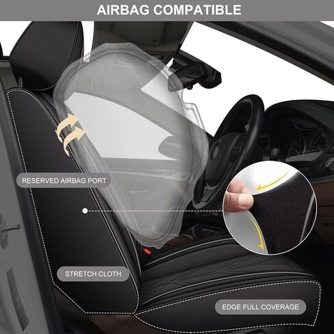 أغطية مقعد السيارة تناسب Mitsubishi Outlander Sport 2011-2023 2024 2025 غطاء مقعد كامل المقعد من الجلد المقاوم للماء ، واقي وسادة السيارات وسادة الهواء المتوافقة (5 مقاعد ، خط أسود) in Saudi Arabia