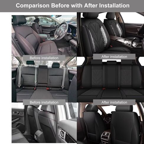 أغطية مقعد السيارة تناسب Mitsubishi Outlander Sport 2011-2023 2024 2025 غطاء مقعد كامل المقعد من الجلد المقاوم للماء ، واقي وسادة السيارات وسادة الهواء المتوافقة (5 مقاعد ، خط أسود) in Saudi Arabia