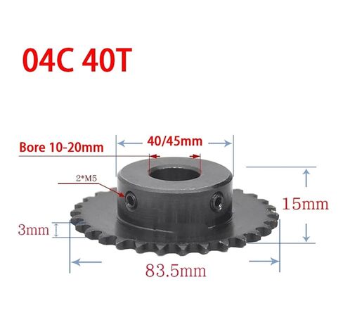 Pinion Hardware for Mechanical Rotation 1pcs 40Teeth 04C Chain Gear Steel Industrial Sprocket Wheel Motor Chain Drive Sprocket 10 12 14 15 16 17 18 19 20mm Bore(20mm Bore) in Kuwait