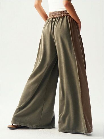 SOLY HUX Women's Wide Leg Sweatpants Drawstring Elastic Waist Palazzo Long Baggy Pants with Pockets in Kuwait