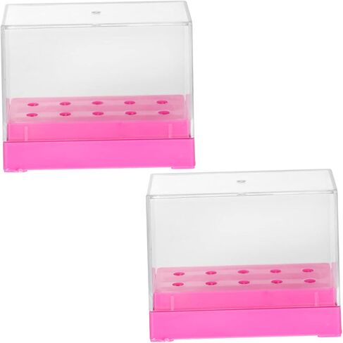 Valiclud Nail Drill Bit Bout Box 2PCS Acrylic Display Case for Nail Art Drill Bits منظم مقاوم للماء للاستخدام المهني والمنزل يشمل غطاء قابل للفصل in Kuwait