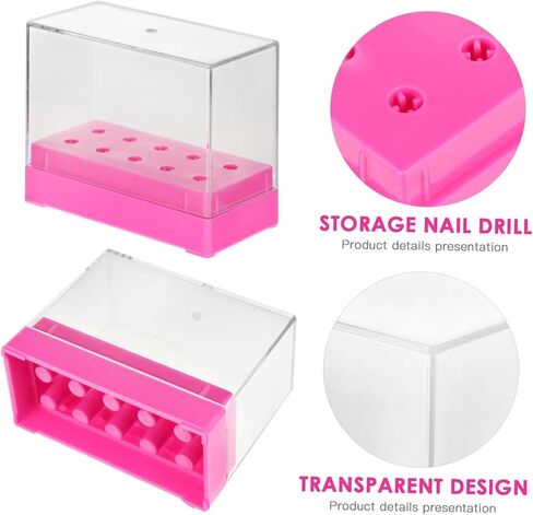 Valiclud Nail Drill Bit Bout Box 2PCS Acrylic Display Case for Nail Art Drill Bits منظم مقاوم للماء للاستخدام المهني والمنزل يشمل غطاء قابل للفصل in Kuwait