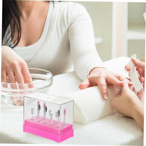 Valiclud Nail Drill Bit Bout Box 2PCS Acrylic Display Case for Nail Art Drill Bits منظم مقاوم للماء للاستخدام المهني والمنزل يشمل غطاء قابل للفصل in Kuwait