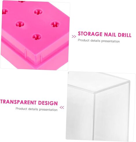 Valiclud Nail Drill Bit Bout Box 2PCS Acrylic Display Case for Nail Art Drill Bits منظم مقاوم للماء للاستخدام المهني والمنزل يشمل غطاء قابل للفصل in Kuwait