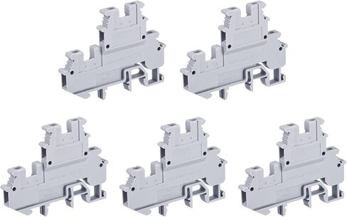 MECCANIXITY DIN Rail Mount Double-Level Terminal Blocks Screw Type Grey MBKKB2.5 Pack of 15 in Saudi Arabia
