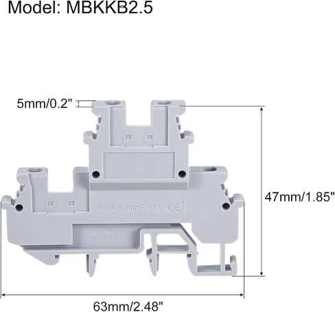 MECCANIXITY DIN Rail Mount Double-Level Terminal Blocks Screw Type Grey MBKKB2.5 Pack of 15 in Saudi Arabia