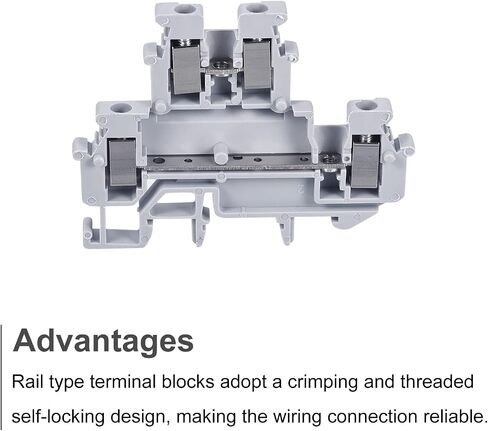 MECCANIXITY DIN Rail Mount Double-Level Terminal Blocks Screw Type Grey MBKKB2.5 Pack of 15 in Saudi Arabia