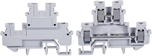 MECCANIXITY DIN Rail Mount Double-Level Terminal Blocks Screw Type Grey MBKKB2.5 Pack of 15 in Saudi Arabia