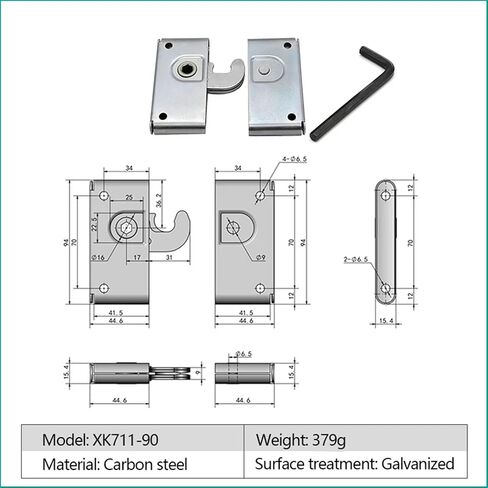 XK711 Parallel Door Type Flat Panel Assembly Buckle Lock R5 Hook Lock Concealed Door Buckle Side Loading Hook Lock 1Pcs(XK711-60) in Saudi Arabia