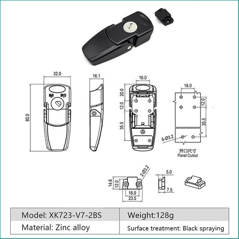 XK723 Cabinet Black Coated Metal Hasp Latch DK604 Security Toggle Lock with Two Keys 1Pcs(XK723-V7-2B) in Saudi Arabia