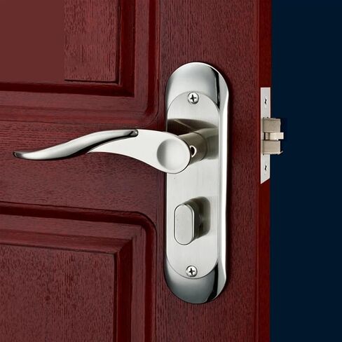 Interior Door Lock with Keys Security Lock for Bedroom Aluminum Alloy Door Handle Lock Toilet Door Lock Door Hardware 1Pcs(Silver_50MM) in Saudi Arabia