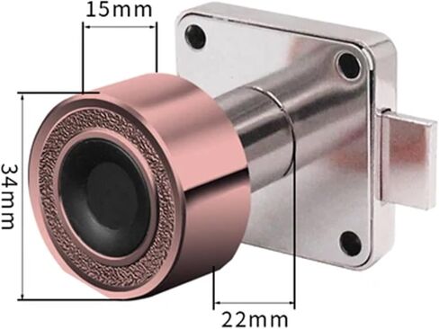 Keyless Mini Fingerprint Cabinet Drawer Strongbox Mailbox Lock File Cabinet Tool Cabinet Fingerprint Recognition Lock 1Pcs(H 22MM Red Bronze) in Saudi Arabia