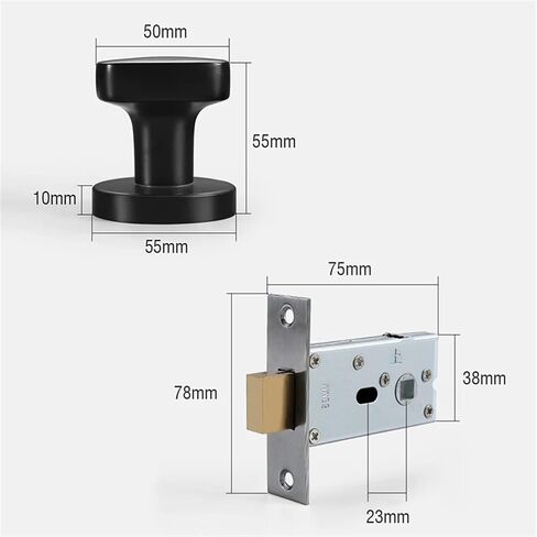 Black Hidden Door Lock Keyless Lock Single-Side Door Handle Pantry Door Lock Gold Pocket Door Lock Hardware 1Pcs(Pearl Black) in Saudi Arabia