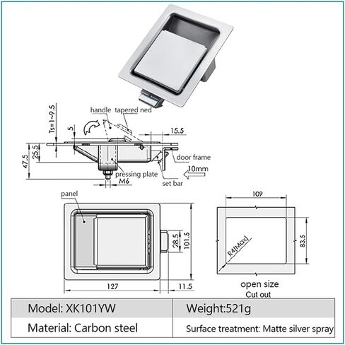 XK101 زنك سبيكة حاوية الشاحنة وقطع الغيار مقطورة قفل دجارة الباب قفل 1pcs (XK101YW) in Saudi Arabia