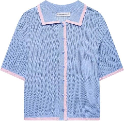 VCM Sweater Set Polo Shirts Short Sleeve Polo Sweater V Neck Knitted Tops High Waisted Lounge Shorts Vacation Outfits in Kuwait
