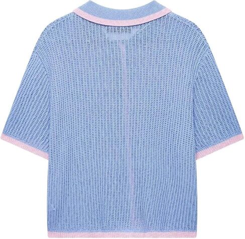 VCM Sweater Set Polo Shirts Short Sleeve Polo Sweater V Neck Knitted Tops High Waisted Lounge Shorts Vacation Outfits in Kuwait