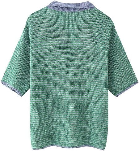 VCM Sweater Set Polo Shirts Short Sleeve Polo Sweater V Neck Knitted Tops High Waisted Lounge Shorts Vacation Outfits in Kuwait