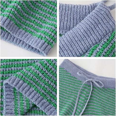 VCM Sweater Set Polo Shirts Short Sleeve Polo Sweater V Neck Knitted Tops High Waisted Lounge Shorts Vacation Outfits in Kuwait