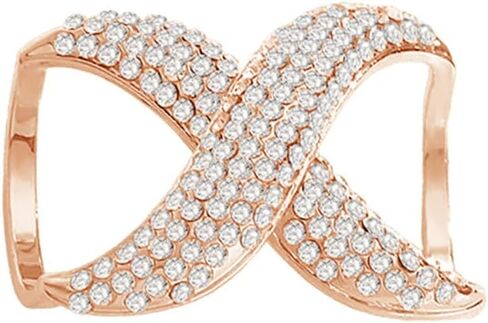Rhinestone Infinity Silk Scarf Ring Brooch for Women Fashion Crystal X Chain Shawl Scarves Buckle Clip Brooches Dainty Dress Accessories Wedding Birthday Jewelry Gift in Saudi Arabia