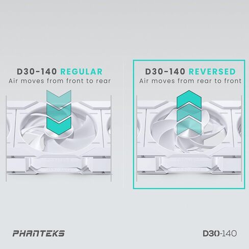 Phanteks D30-140 DRGB PWM Fan 3Pack, Reverse Airflow Model, Premium D-RGB Performance Fans, Halos Lighting Effect, ARGB/DRGB Lighting, Daisy-Chain Fan Linking System, 3Pack (Black) in Saudi Arabia