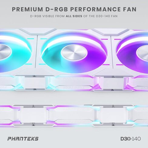 Phanteks D30-140 DRGB PWM Fan 3Pack, Reverse Airflow Model, Premium D-RGB Performance Fans, Halos Lighting Effect, ARGB/DRGB Lighting, Daisy-Chain Fan Linking System, 3Pack (Black) in Saudi Arabia