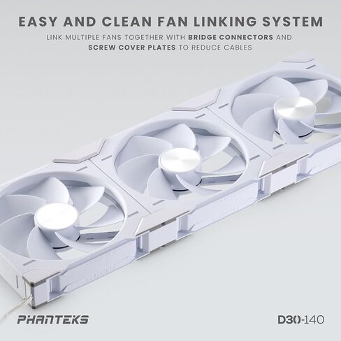 Phanteks D30-140 DRGB PWM Fan 3Pack, Reverse Airflow Model, Premium D-RGB Performance Fans, Halos Lighting Effect, ARGB/DRGB Lighting, Daisy-Chain Fan Linking System, 3Pack (Black) in Saudi Arabia