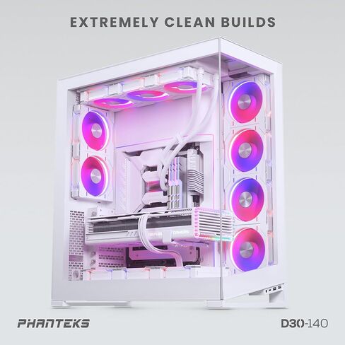 Phanteks D30-140 DRGB PWM Fan 3Pack, Reverse Airflow Model, Premium D-RGB Performance Fans, Halos Lighting Effect, ARGB/DRGB Lighting, Daisy-Chain Fan Linking System, 3Pack (Black) in Saudi Arabia