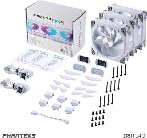 Phanteks D30-140 DRGB PWM Fan 3Pack, Reverse Airflow Model, Premium D-RGB Performance Fans, Halos Lighting Effect, ARGB/DRGB Lighting, Daisy-Chain Fan Linking System, 3Pack (Black) in Saudi Arabia