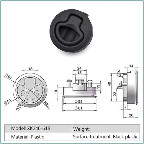 XK246-81 Unlock Plastic Black Red Blue White Circular Pull Ring Lock 1Pcs(XK246-61B) in Saudi Arabia