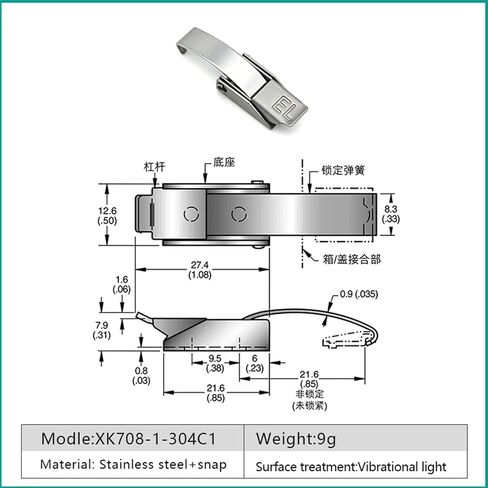 XK708-1 Stainless Steel Carbon Steel Buckle 97-30 1Pcs(XK708-1-304C3) in Saudi Arabia