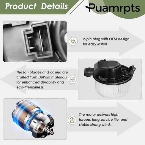 AC Heater Blower Motor Compatible with 2011-2018 RAM 2500, 2011-2018 RAM 3500, w/o Automatic Temperature Control - Replace# 700289, 2Pin in Saudi Arabia