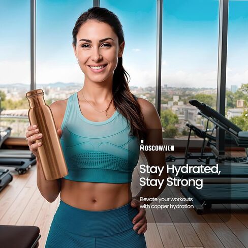 زجاجة مياه النحاس النقي النقي في موسكو لشرب 34 أوقية كبيرة - زجاجة مياه شرب النحاس النحاسية النحسية التي تم اختبارها بنسبة 100 ٪ in Kuwait