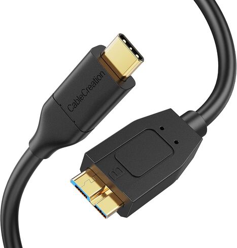 Cablecreation 1ft USB C إلى كبل Micro B ، 10 جيجابت في الثانية من محرك الأقراص الصلبة الخارجي 10 جيجابت في الثانية ، USB 3.1 من النوع C إلى Micro B من أجل iPhone 15،16 ، Seagate WD Westgate جواز السفر ، MacBook Pro/Air ، iPad/tablet ، Black in Saudi Arabia