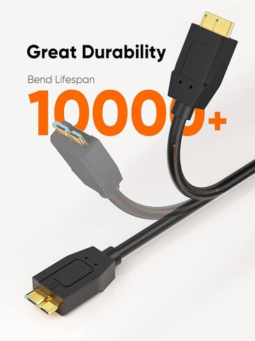 Cablecreation 1ft USB C إلى كبل Micro B ، 10 جيجابت في الثانية من محرك الأقراص الصلبة الخارجي 10 جيجابت في الثانية ، USB 3.1 من النوع C إلى Micro B من أجل iPhone 15،16 ، Seagate WD Westgate جواز السفر ، MacBook Pro/Air ، iPad/tablet ، Black in Saudi Arabia