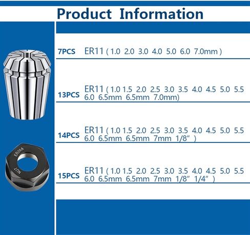 Spring Collet ER11 Collet Chuck 1-7mm Router Spring Chuck For Engraving Machine Milling Lathe Holder 1Pcs (Size : 1pc ER11-4.5mm) in Saudi Arabia