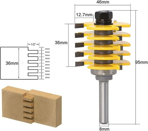 Adjustable Box Finger Joint Bits Tools with 5 Individual Finger 8mm 1/2 Inch 1Pcs (Size : 35mm) in Saudi Arabia
