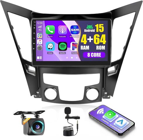 Roinvou 2+32G Android CarPlay Stereo for 2010-2014 Hyundai Sonata, 9'' Touch Screen in-Dash GPS Navigation with Built-in Wireless CarPlay Android Auto Support Mirror Link BT RDS AHD DSP in Saudi Arabia